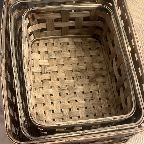 Rustic Brown Woven Tobacco Basket Set - Picture 6 of 8